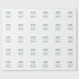 Graduation congrats monogram blue gray name 20XX c Wrapping Paper