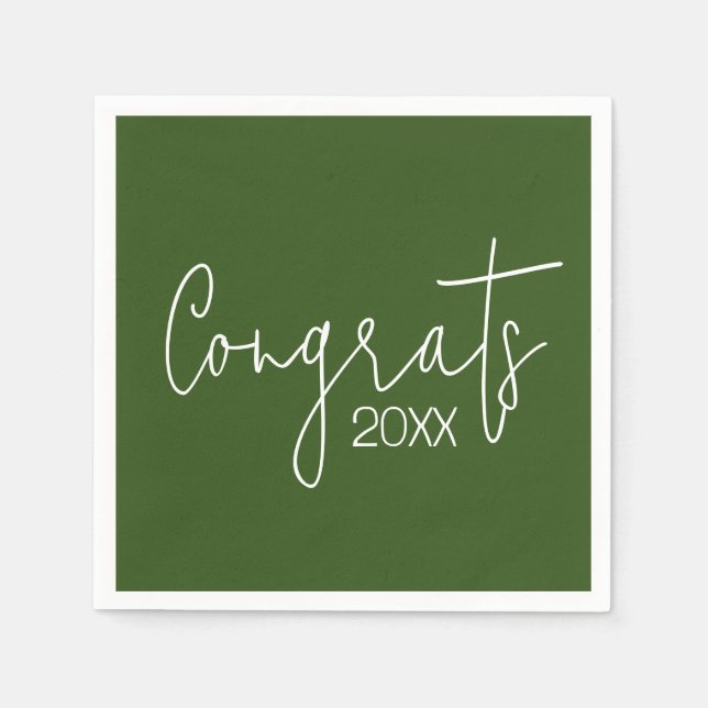 Graduation Congrats On Green Napkin (Front)