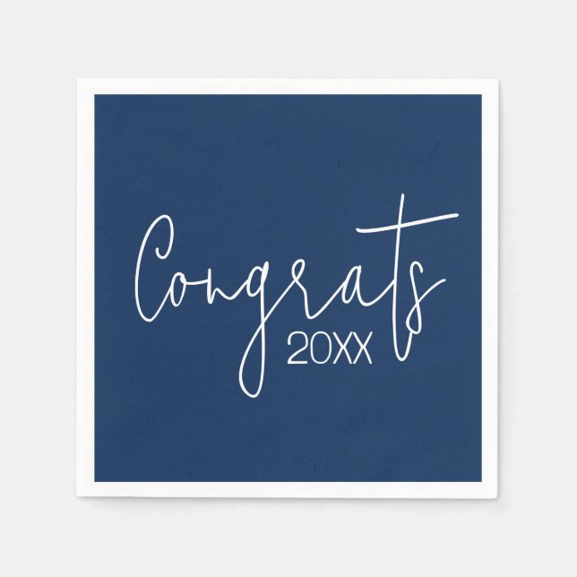 Graduation Congrats On Navy Blue Napkin (Front)