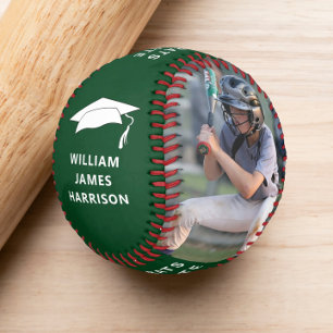 Graduation Congrats Personalised Photo Green Baseball