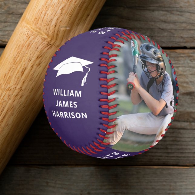 Graduation Congrats Personalised Photo Purple Baseball (Creator Uploaded)