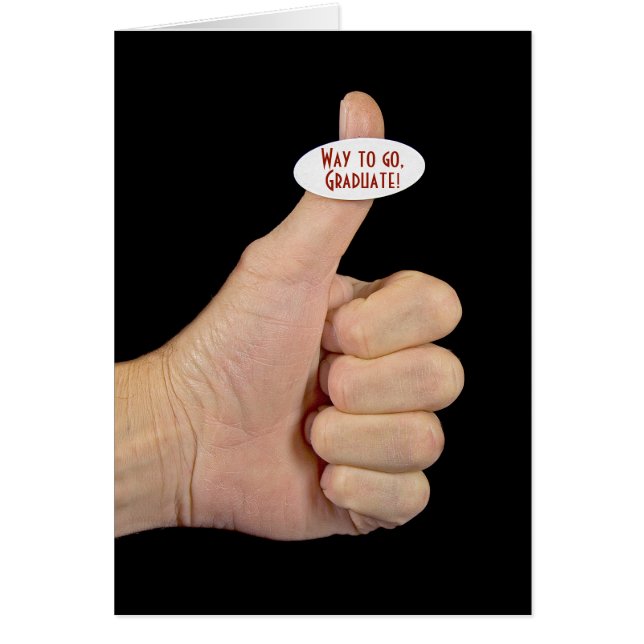 Graduation congrats sticker on thumb (Front)