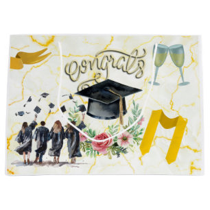 Graduation Congratulation Academic hat and gown Large Gift Bag