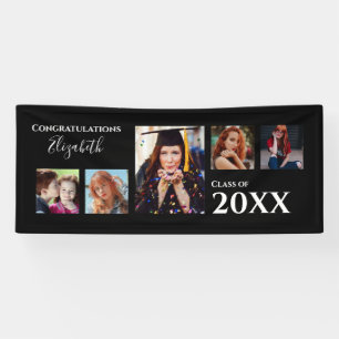 Graduation Congratulation Photo Black Modern Banner