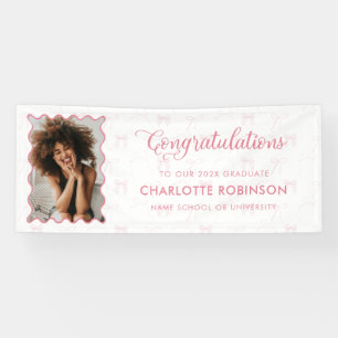 Graduation Congratulation Pink Bow Photo Banner