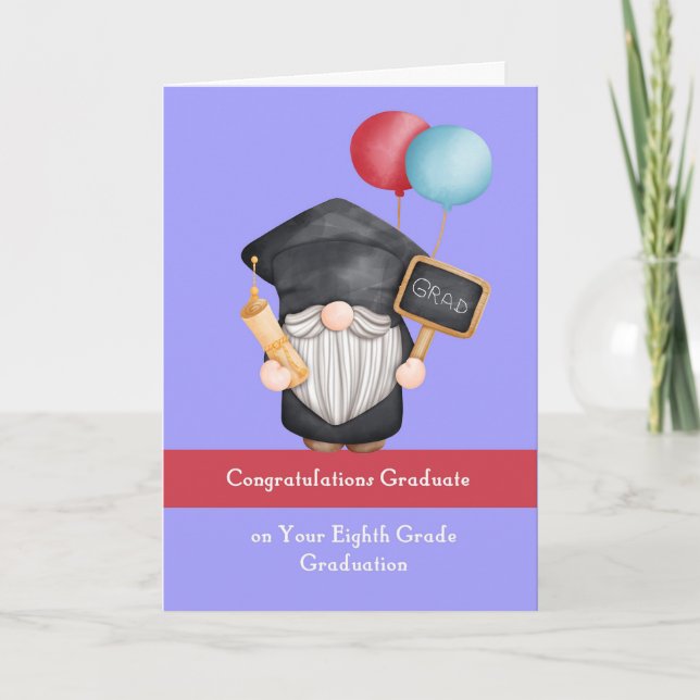 Graduation Congratulations 8th Grade Thank You Card (Front)