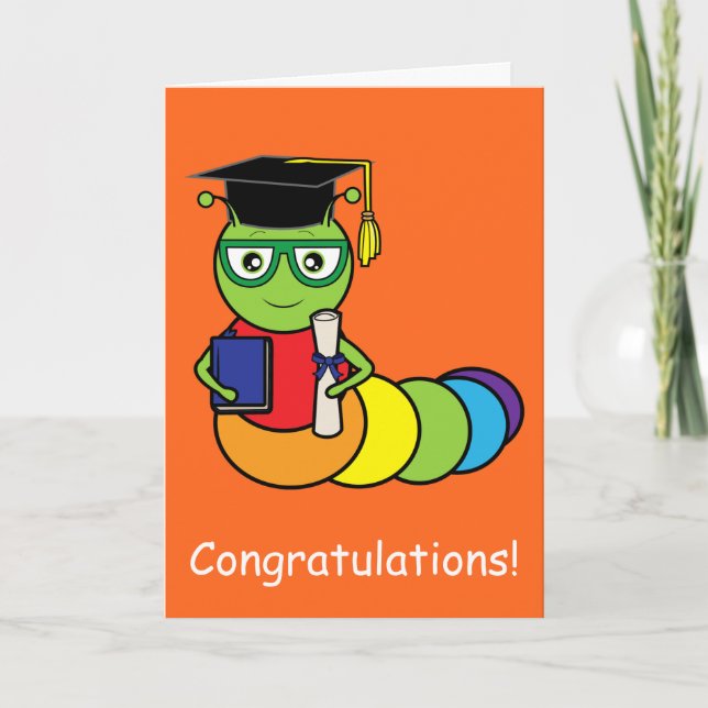 Graduation Congratulations Bookworm Card (Front)