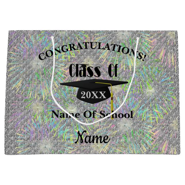 Graduation Congratulations Cap Personalised  Large Gift Bag (Front)