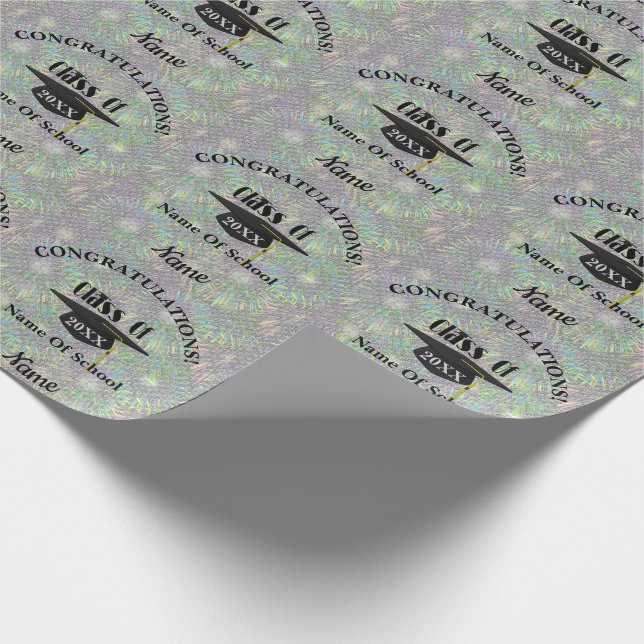 Graduation Congratulations Cap Tassel Personalised Wrapping Paper (Corner)