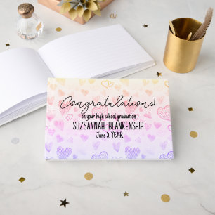 Graduation Congratulations Colourful Hearts Custom Guest Book