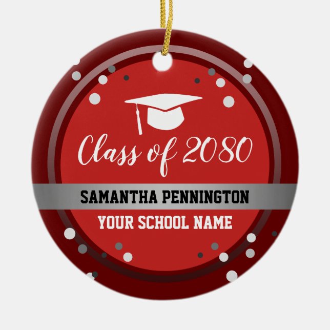 Graduation Congratulations Confetti Ceramic Tree Decoration (Front)