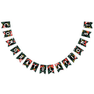 graduation congratulations floral bunting flags