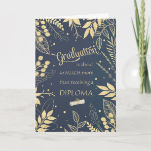 Graduation Congratulations Glitter Look Leaves  Card