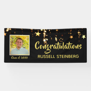 Graduation Congratulations Gold Stars Photo Banner