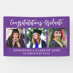 Graduation Congratulations Graduate 3 Photo Purple Banner