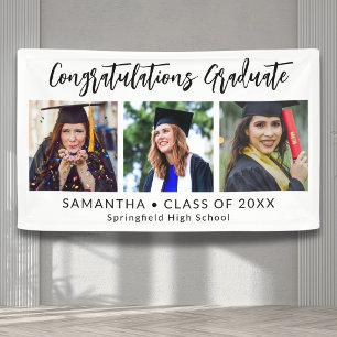 Graduation Congratulations Graduate 3 Photo White Banner