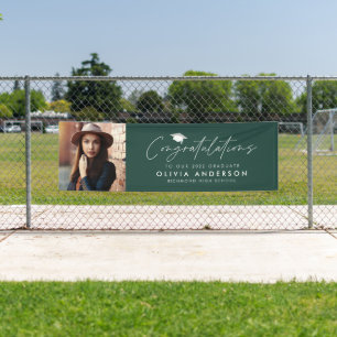 Graduation congratulations green modern photo banner