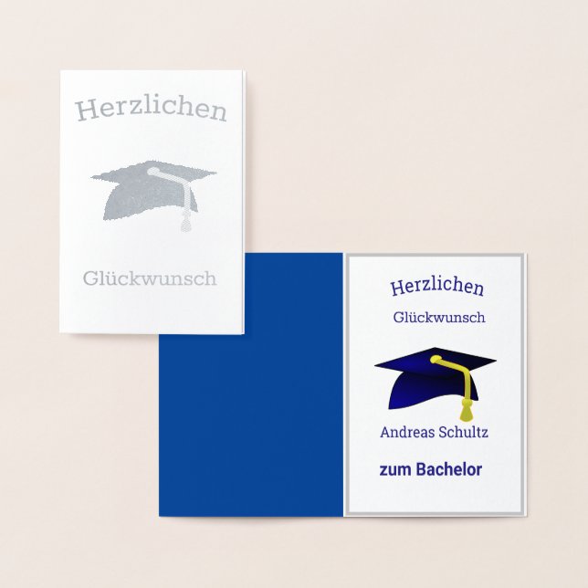 Graduation Congratulations in  German  -  silver Foil Card (Display)
