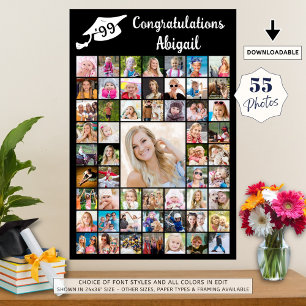 Graduation Congratulations Name 55 Photo Collage Poster