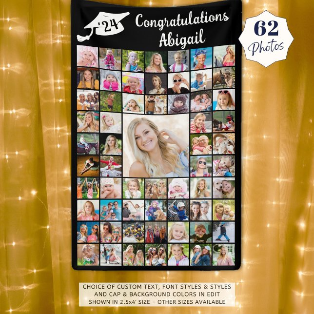 Graduation Congratulations Name 62 Photo Collage Banner (Creator Uploaded)