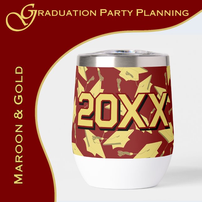 Graduation Congratulations Personalise Maroon Gold (A maroon and gold color scheme brings elegance to your graduation party.  www.greencarbon2112.com)