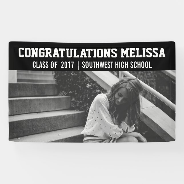 Graduation Congratulations Photo Black Banner (Horizontal)
