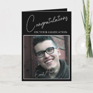Graduation Congratulations Photo Black White Card