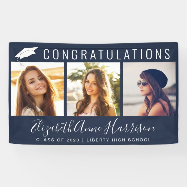 Graduation Congratulations Photo Blue Banner (Horizontal)