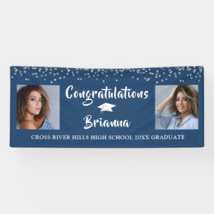 Graduation Congratulations Photo Script Blue Banner