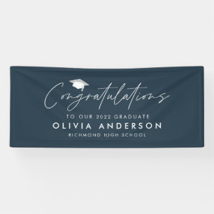 Graduation congratulations simple modern navy blue banner