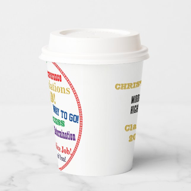 Graduation Congratulations Typography NAME  Paper Cups (Left)