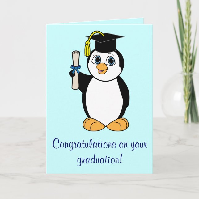 Graduation Congratulations with Boy Penguin Card (Front)