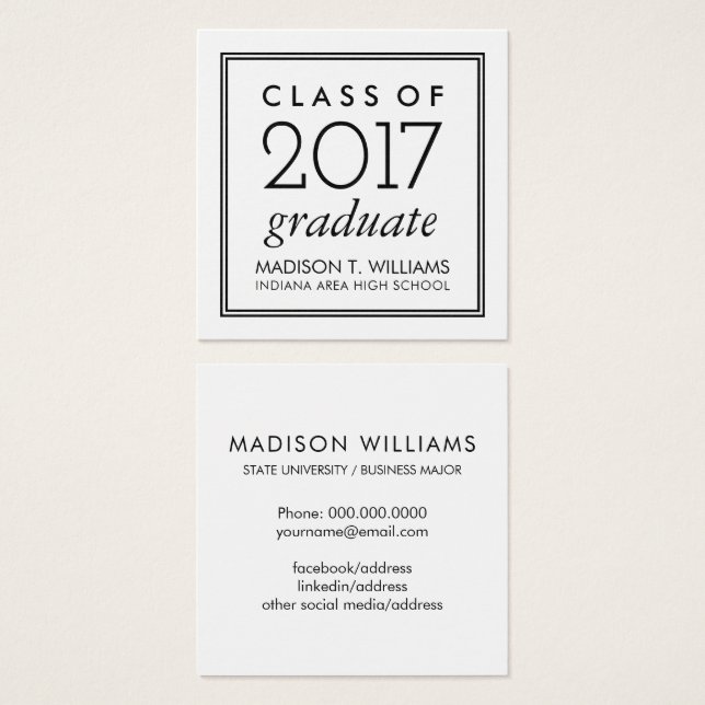 Graduation | Contact Information Network Card (Front & Back)