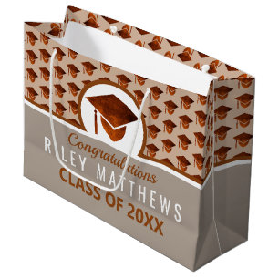 Graduation Copper Pattern Cool Trendy Congrats Large Gift Bag