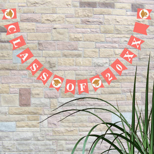 Graduation Coral Pink Gold Class Of Custom Year Bunting