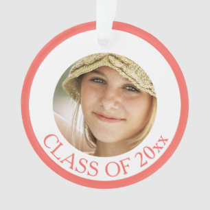 Graduation Coral Pink Senior Picture Keepsake Ornament