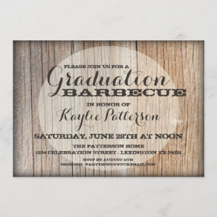 Graduation Country Wood BBQ Grad Party Invitation