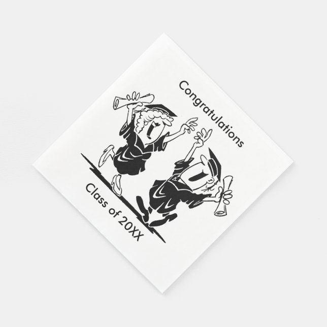 Graduation Couple Class of 20XX Paper Napkins (Corner)