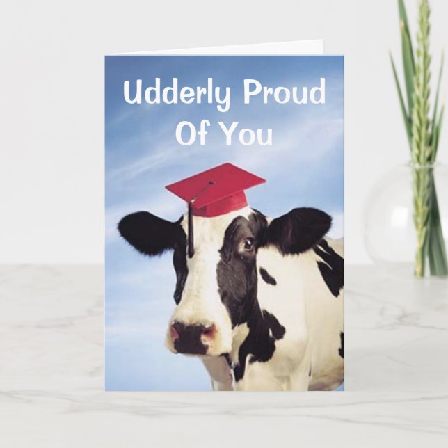 Graduation Cow, Udderly Proud Of You Card (Front)