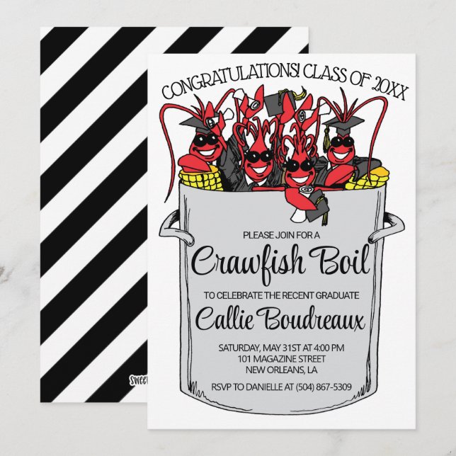 Graduation Crawfish Boil Invitation (Front/Back)