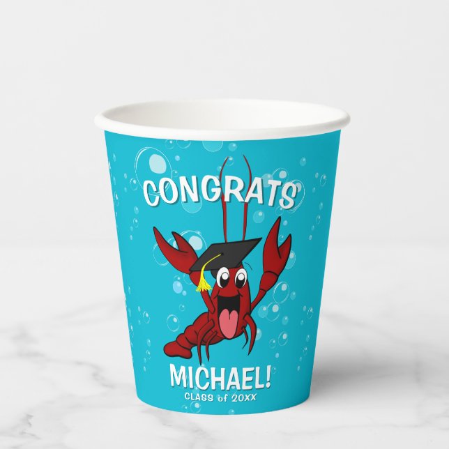 Graduation Crawfish Boil Lobster Cute Seafood Paper Cups (Front)