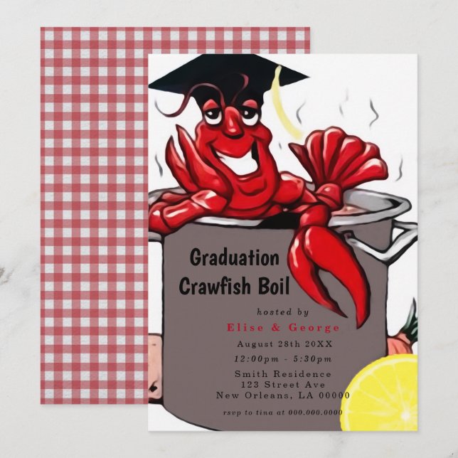 Graduation Crawfish Boil Party Invitation (Front/Back)