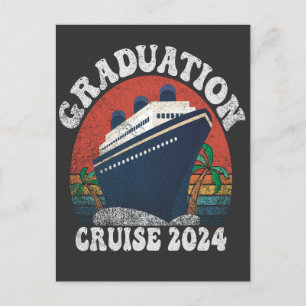 Graduation Cruise 2024 Funny Summer Vacation Retro Announcement Postcard