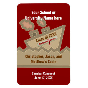 Graduation Cruise Custom Stateroom Door Marker Red Magnet