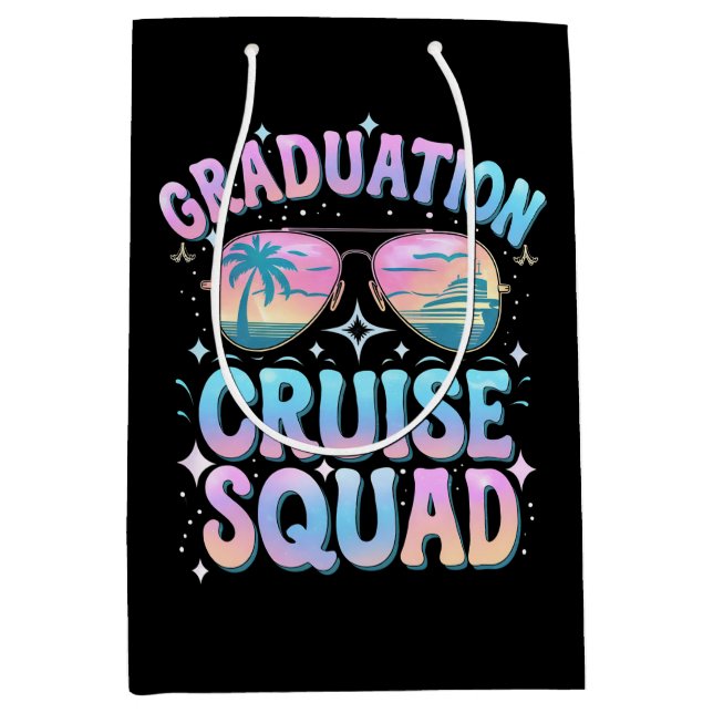 Graduation Cruise Squad Cruising Ship Retro Medium Gift Bag (Front)