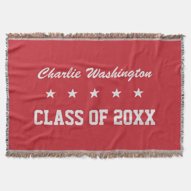 Graduation custom name, year & colour throw blanket (Front)