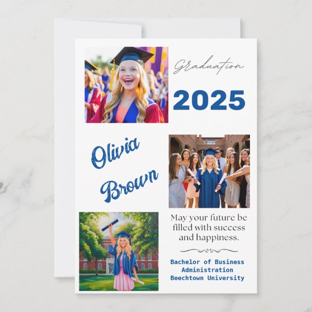 Graduation  Custom Photo and Personalised  invites (Front)