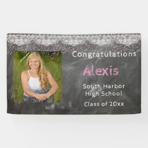 Graduation, Custom Photo, Chalkboard & Lace Banner
