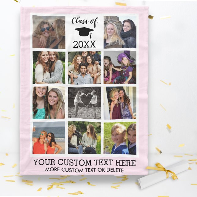Graduation Custom Photo Collage Class of Memory Fleece Blanket (Creator Uploaded)