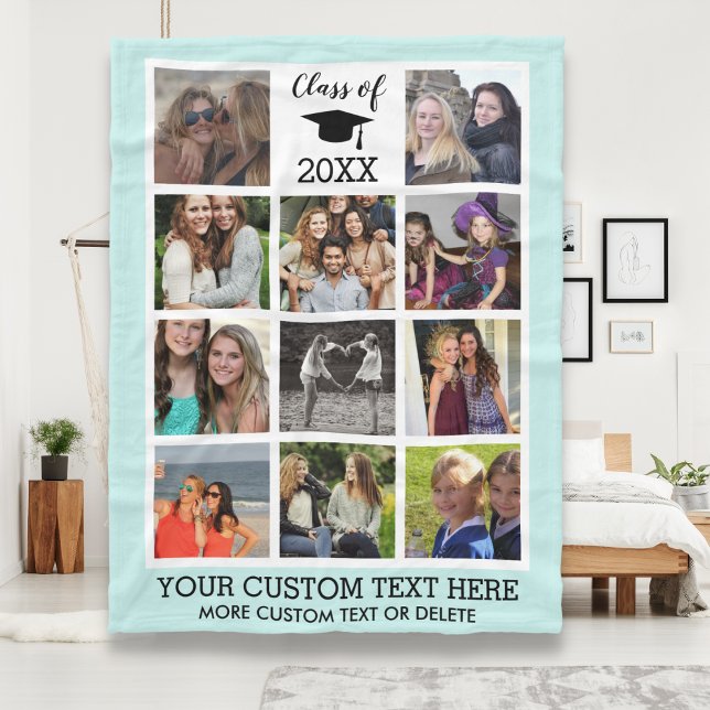 Graduation Custom Photo Collage Class of Memory Fleece Blanket (Creator Uploaded)